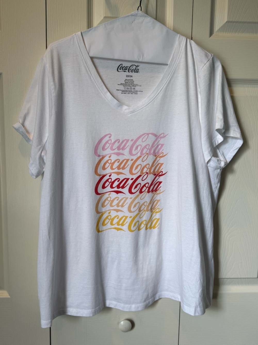 # Coca-Cola 22/24 Logo Printed V-Neck Tee